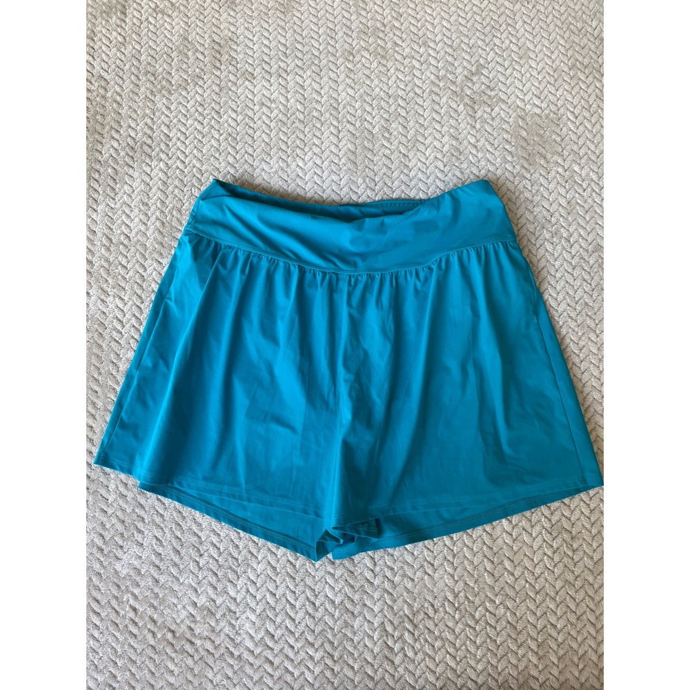 LL Bean Womens Teal Blue UPF 50+ Swim Shorts Skort Bottoms Size 16 516336